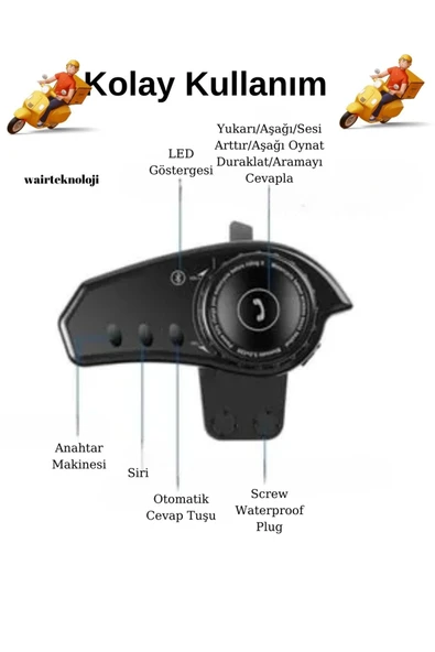 Bt35 Motorcu Kulaklık Intercom Motor Kurye Kask Kulaklık Bluetooth Motosiklet Kulaklık Bluetooth - 4