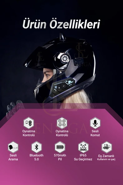 Kask Kulaklık Bt22 Bluetooth Motosiklet Kulaklık 5.0 Bluetooth Intercom Motosiklet Kulaklık - 5