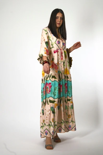 Abbra Kadın Katleya Model %100 Viskon Yazlık Elbise - 8