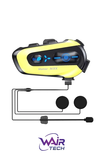 N3x Rgb Işıklı Intecom 3 Kişi Bağlantılı 1000mah Motosiklet Bluetooth Kulaklık Seti