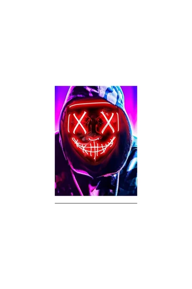 Hallowen Led Işıklı Neon Parti Maske 3 Modlu Parti Eğlence Maskesi Yılbaşı - 7