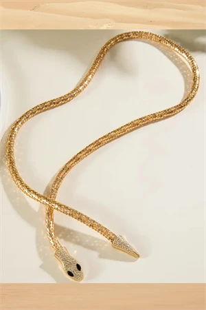 Taşlı Yılan Kolye – Punk & Hip-Hop Tarzı, Unisex Sokak Modası Takı - 5