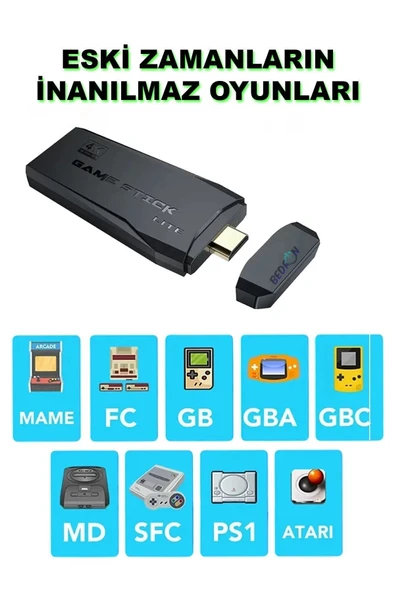 Atari 2.4g Kablosuz Çift Kol Retro Oyunlar 4k Game Stick 20000 Oyun Game Stick - Resim 7