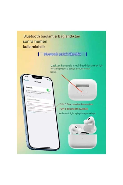 Beyaz Ios Android Uyumlu Kablosuz Bluetooth Kulaklık Yeni Nesil - Resim 4