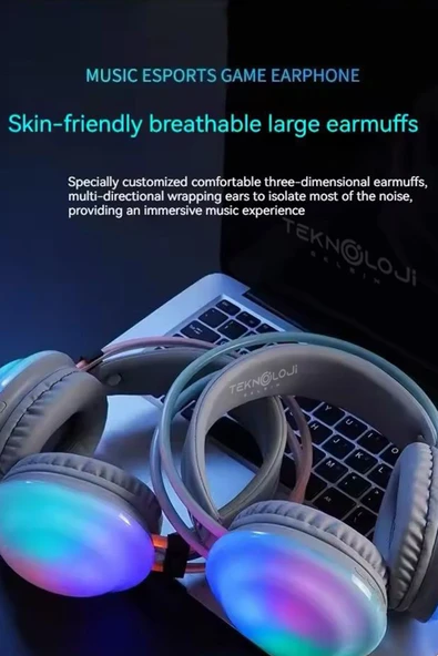 Kablosuz Oyuncu Kulaklığı 7.1 Full Rgb Işıklı Stereo Profesyonel Ses Kulaküstü Mikrofonlu Gaming - Resim 8