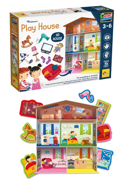Çocuklar İçin Montessori 3D Ev Yapım ve Yerleştirme Oyunu Seti