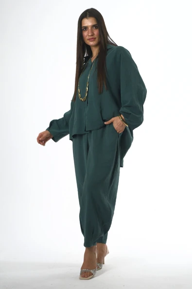 Abbra Kadın Modal Slouchy Gömlek Takım - 7