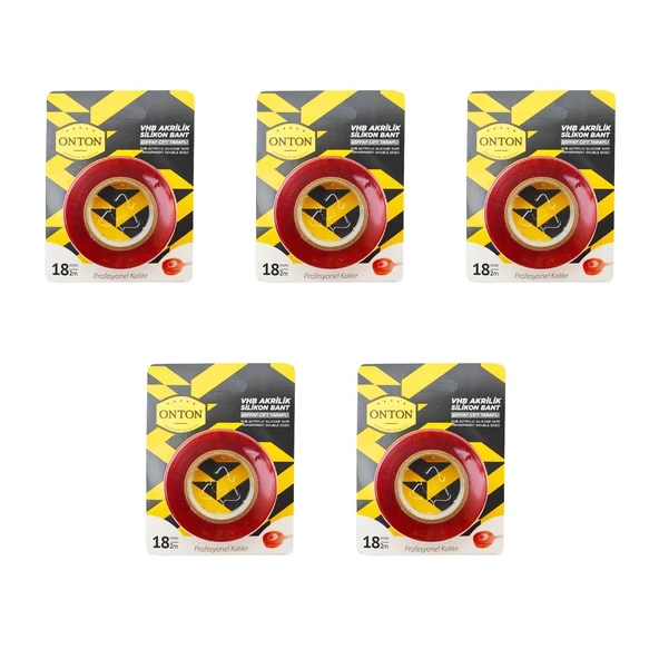 Onton VHB Çift Taraflı Akrilik Silikon Bant 18X2 Cm 5 Adet ürün görseli
