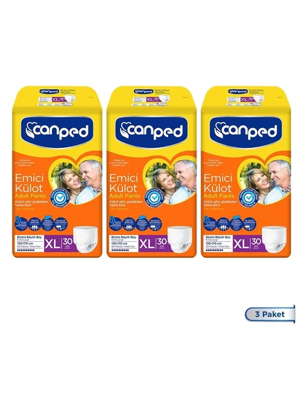 Canped Emici Külot Ekstra Büyük Boy XL 30'lu 3 Adet Hasta Bezi ürün görseli 1