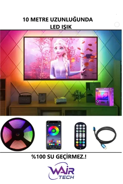 10 METRE AKILLI SESE VE GÖRÜNTÜYE DUYARLI ŞERİT LED ORTAM AMBİYANS AYDINLATMA LED IŞIK - 3