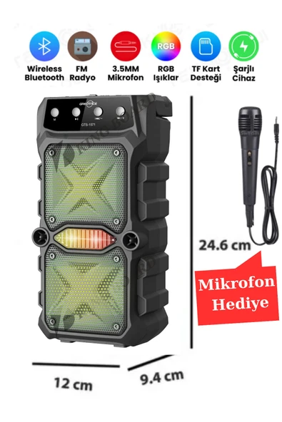 Outdoor Parti Hoparlörü Bluetooth Hoparlör 3 Inç × 2 Kablosuz Speaker Ses Bombası Radyo-usb-tf Giriş - Resim 2