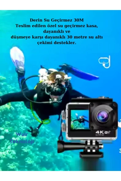 4K Ultra HD Wifi Aksiyon Kamera Su Geçirmez Aksiyon Kamerası - Resim 6