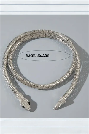 Taşlı Yılan Kolye – Punk & Hip-Hop Tarzı, Unisex Sokak Modası Takı - 7