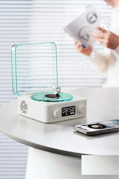 Retro Pikap Tasarımlı Bluetooth Hoparlör | Dijital Saatli & LED Işıklı & Gece Lambası - 6