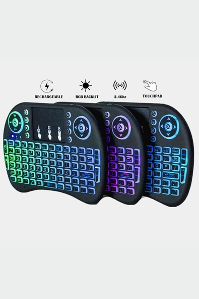 Işıklı Kablosuz Mini Klavye Tv Televizyon Ps3 ps4 ps5 Uyumlu Dokunmatik Mouse - 2