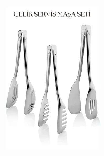 3’lü Servis Maşa Seti & Servis Seti & Sunum Servis Seti 22 Cm ürün görseli