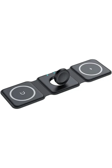 3'ü 1 arada MegaSafe Uyumlu Katlanabilir Manyetik Kablosuz Şarj Cihazı Hepsi Bir Arada 3IN1 - 3