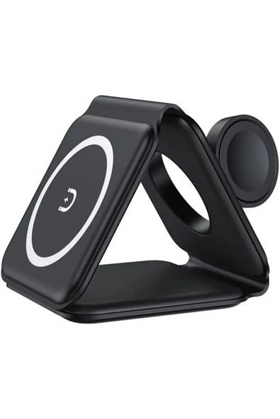 3'ü 1 arada MegaSafe Uyumlu Katlanabilir Manyetik Kablosuz Şarj Cihazı Hepsi Bir Arada 3IN1 - 2