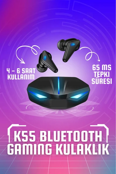 K55 Gaming Led Işıklı Mikrofonlu Kablosuz Bluetooth 5.0 Hd Blututlu Ses Oyuncu Pubg Kulaklığı