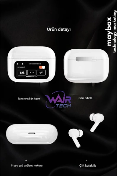 3.nesil Pro Dokunmatik Ekranlı Anc&enc Bluetooth 5.4 Kulakiçi Silikonlu Kulaklık Ios AndroId Uyumlu - Resim 3