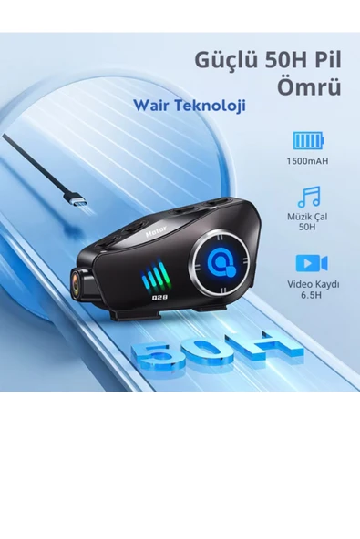 Q28 Motosiklet Kaskı için Kameralı Bluetooth Kulaklık 1080p HD Ultra Geniş Açı Su Geçirmez - 3