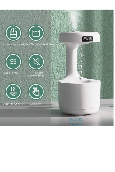 Ortam Oda Nemlendirici Saat Göstergeli Akıllı Ekran - 3