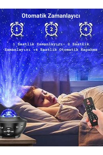 Yıldızlı Projektör Tavan Bulutsu Galaxy Lazer Işıklı Disko Topu Bluetooth Hoparlör Parti Led Lambası - 2