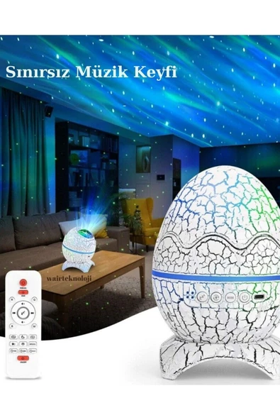 Dinozor Yumurtası Gece Masa Lambası Bluetooth Hoparlör Led Lamba Galaxy Projektör Led Işık - 4