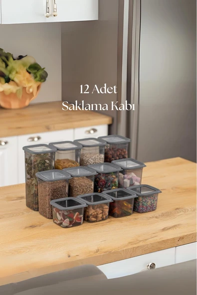 12'li 3 Boy Kavanoz Seti & Saklama Kabı & Erzak Kabı 6x650/1300/1900 Ml (40 Lı Etiket Hediyeli) - 1