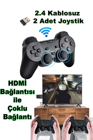 Atari 2.4g Kablosuz Çift Kol Retro Oyunlar 4k Game Stick 20000 Oyun Game Stick - Resim 8