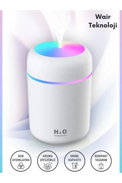 300 ml Ultrasonik Ledli Hava Nemlendirici Buhar Makinesi Ve Aroma Difüzörü