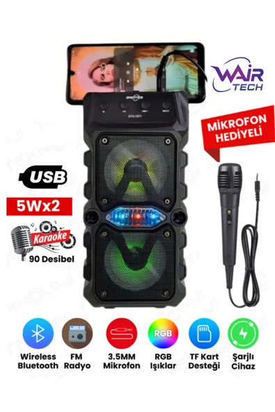 Outdoor Parti Hoparlörü Bluetooth Hoparlör 3 Inç × 2 Kablosuz Speaker Ses Bombası Radyo-usb-tf Giriş ürün görseli