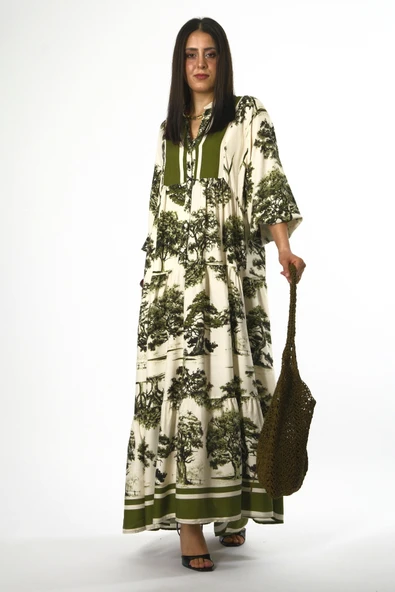 Abbra Kadın Katleya Model %100 Viskon Yazlık Elbise - 5