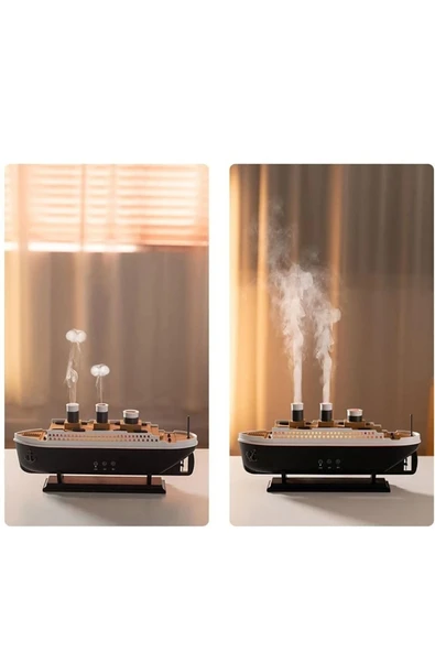 Titanik Buharlı Gemi Hava Nemlendirici | LED Işıklı Dekoratif Aromaterapi Makinesi - Resim 3