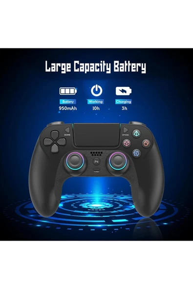 Ps4/pro/slim/pc Uyumlu Kablosuz Oyun Kumandası | Çift Titreşimli | 6 Eksenli Jiro Sensör | Touchpad - Resim 8