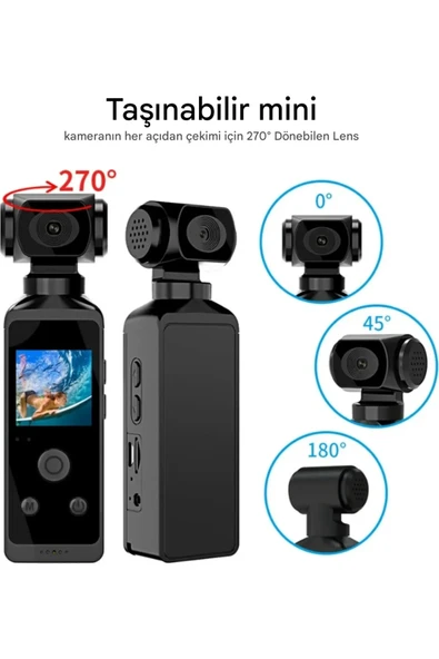 K850H 4K Kameralı 3 Eksen Gimbal Sabitleyici Video Kaydedicili 1,3 Inç LCD Ekran, 16MP - 4