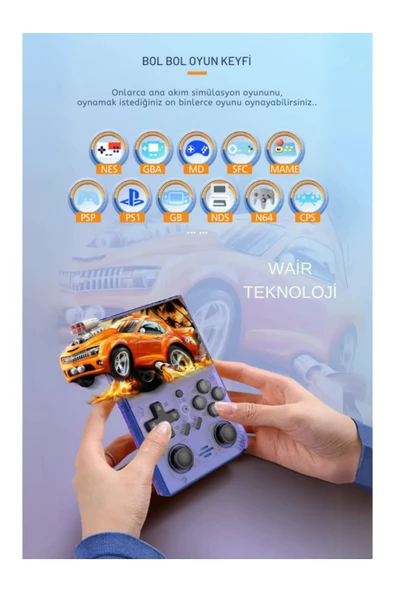 R35 Plus 3.5 Inç Ips Ekran Retro Handheld Video Oyunu Konsolu Mini Video Oynatıcı 15000 Oyun Keyfi - Resim 2