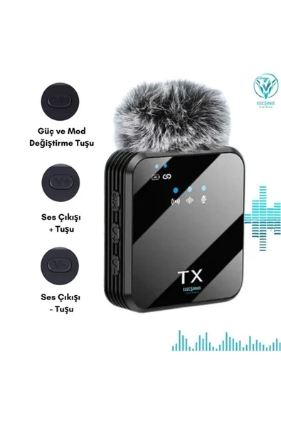 Kablosuz Yaka Mikrofonu Tip-C Android Kamera IPhone Stüdyo Mikrofonu için Ses Video Canlı Yayın Oyun - Resim 3