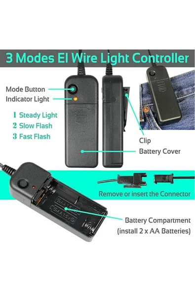 LED Işıklı Gözlük, Parlayan Neon Yanıp Sönen Gözlük, Parti Gözlüğü - 6