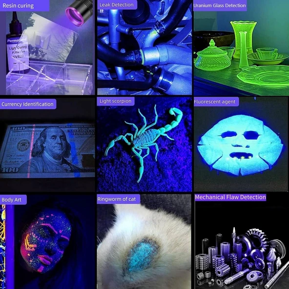 Valkyrie 365nm LED UV El Feneri 20W Güç | 3000mAh Şarjlı Alüminyum Gövde Profesyonel Kullanım - 5