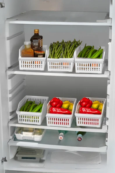 6’lı Geniş Buzdolabı Organizeri Düzenleyici Çok Amaçlı Dolap Düzenleyici Beyaz 20x30x14 cm - 2