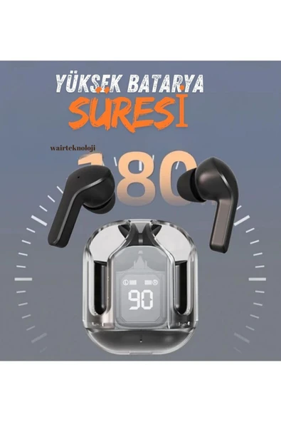 Ultrapods Max Kablosuz Bluetooth Kulaklık Powerbank Özellikli Dijital Ekranlı Enc Modu - Siyah - Resim 4