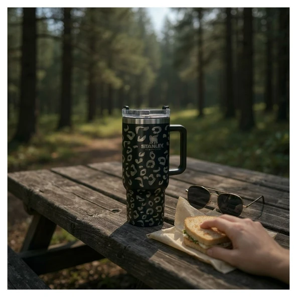 Stanley Quencher Termos Siyah Desenli 1.18 Lt. Pipetli - Resim 3
