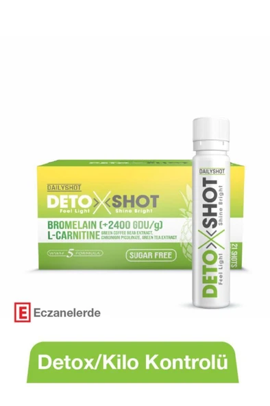 Detoxshot Kilo Kontrol Desteği, Bromelain, L-Carnitine, Krom, Detox Shot, Likit Detoks Kompleks ürün görseli 1