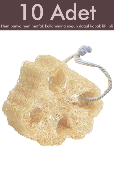 10 Adet Kabak Lifi Doğal Bulaşık Süngeri Banyo Kesesi Loofah Sponge İpli Kabak Kesesi Kalın Büyük - 1