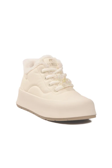 Gamelu Beyaz İçi Küklü Bağcıklı Soğuğa Dirençli Kadın Sneaker Chizy Z - 3