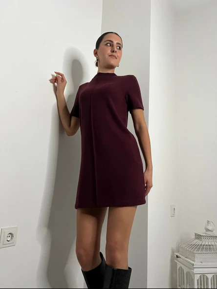 Abbra Kadın Yumuşak Mini Elbise - 8