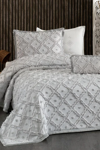 Çeyiz Diyarı Alara Tek Kişilik Pike Takımı Gri ürün görseli