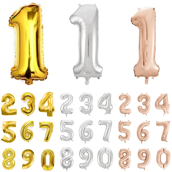 1 Adet 34 İnç 76 Cm Folyo Balon Helyum Balon Yaş Balonu Rakam Balon