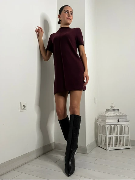 Abbra Kadın Yumuşak Mini Elbise - 7